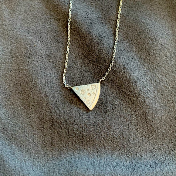 Silver pizza slice charm necklace - Picture 2 of 5